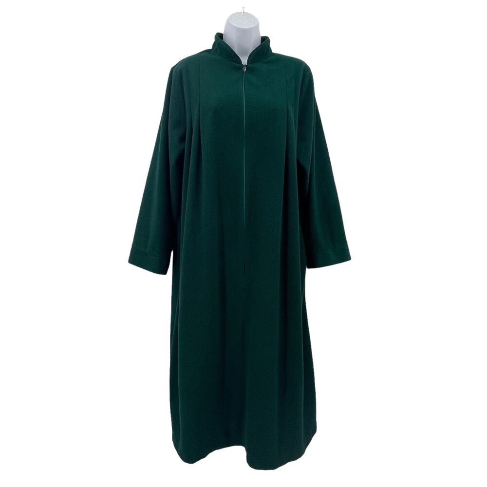 Vintage Cinema Etoile Sz L Housecoat Robe Zip Front Hunter Green Loungewear